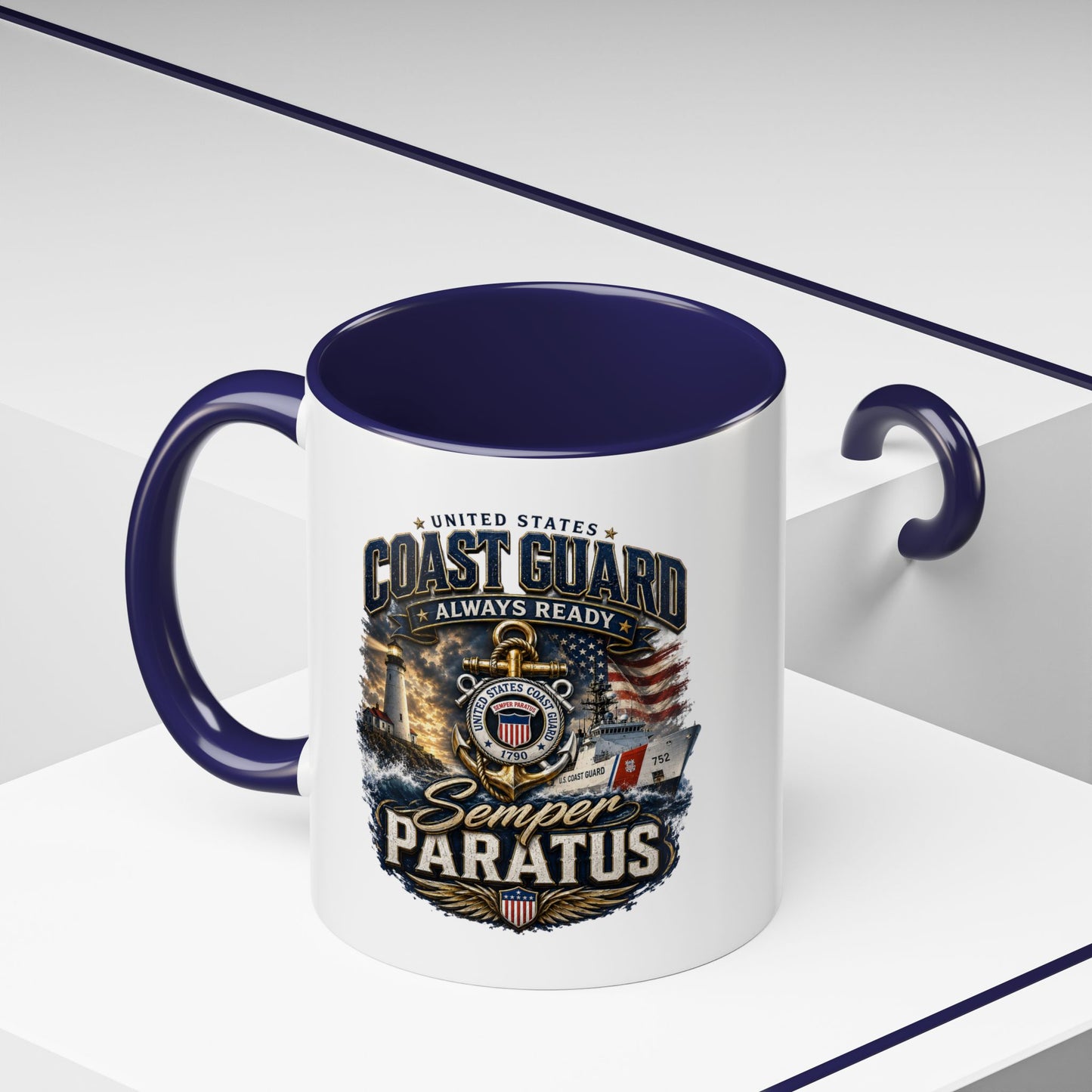 Coast Guard Semper Paratus Accent Coffee Mug – Patriotic Military Gift (11/15oz)