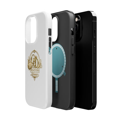 Magnetic Impact-Resistant Phone Case — Gold Floral Crest Logo