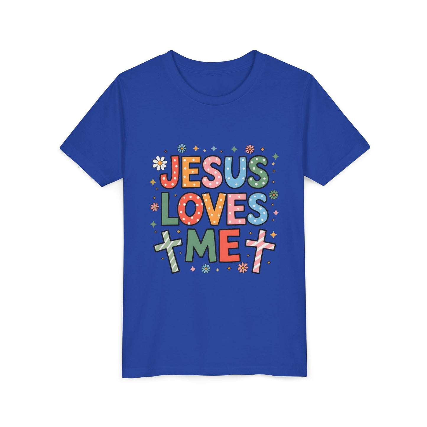 Youth Tee — "Jesus Loves Me" Colorful Christian Kids T-Shirt