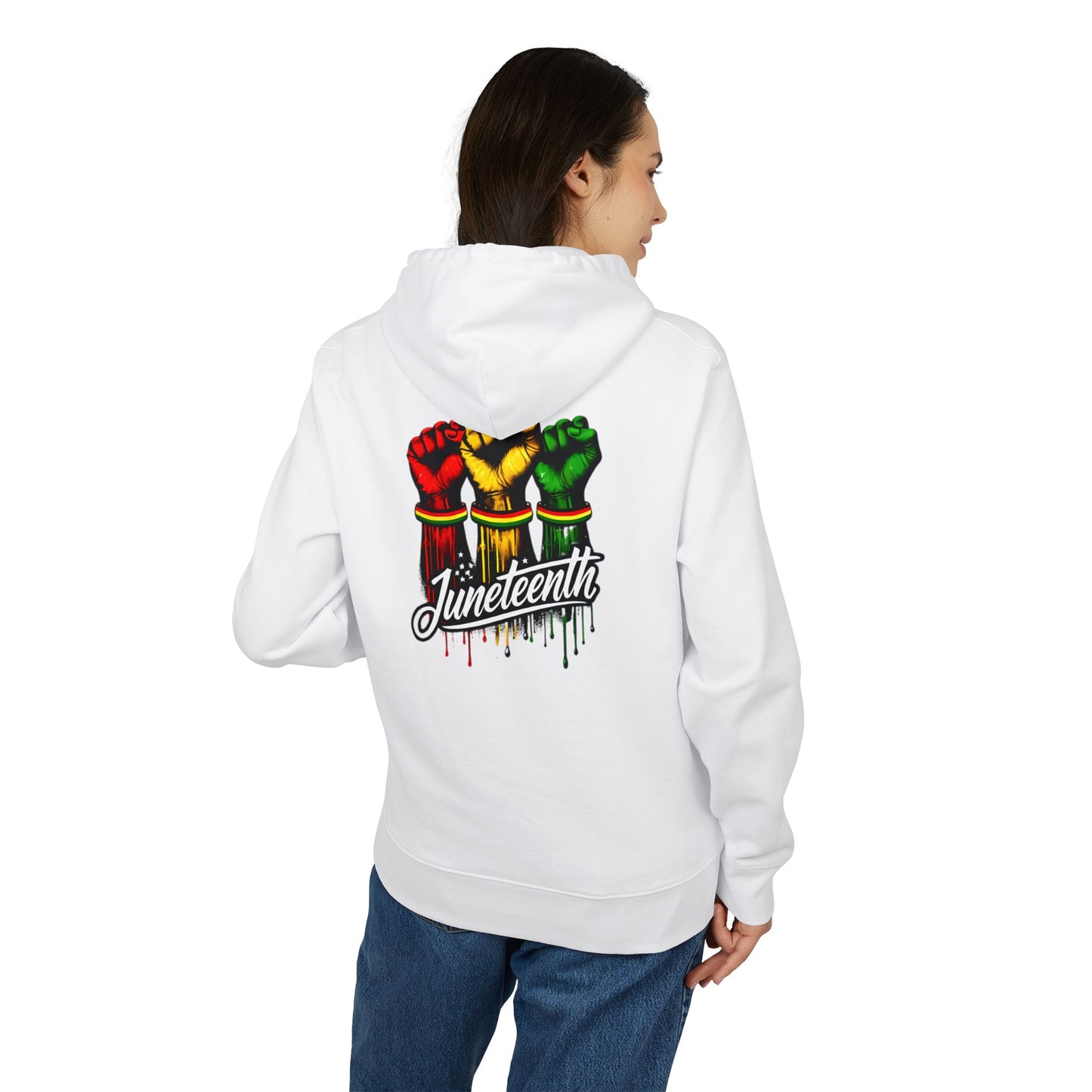 Juneteenth Raised Fists Hoodie — Black History Celebration Pullover