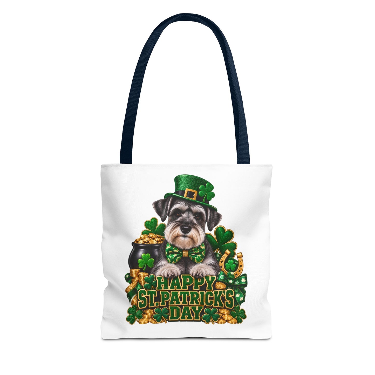St. Patrick’s Day Schnauzer Tote Bag — Happy St. Patrick’s Day Shamrock & Gold Pot Gift