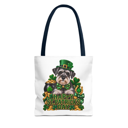 St. Patrick’s Day Schnauzer Tote Bag — Happy St. Patrick’s Day Shamrock & Gold Pot Gift