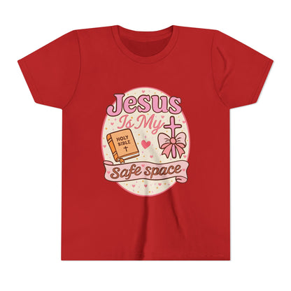 Youth Tee — "Jesus Is My Safe Space" Christian Kids T-Shirt