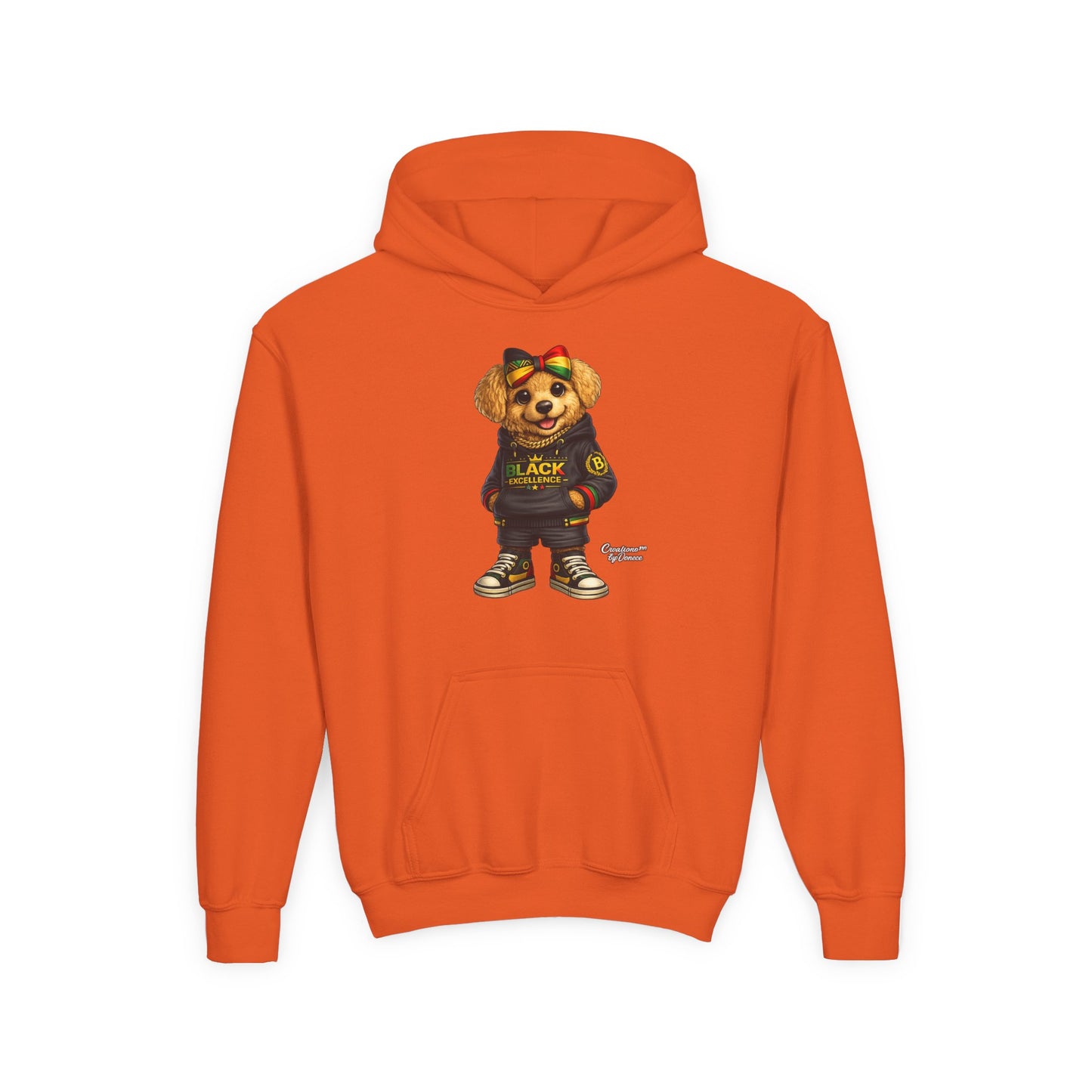 Youth Hoodie — Black Excellence Bear Graphic Sweatshirt (Kids)
