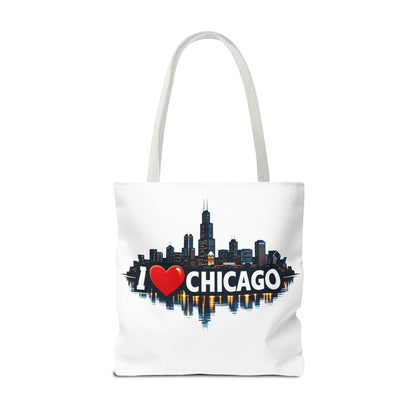 I  Chicago Skyline Tote Bag — Cityscape Reversible All-Over Print Tote