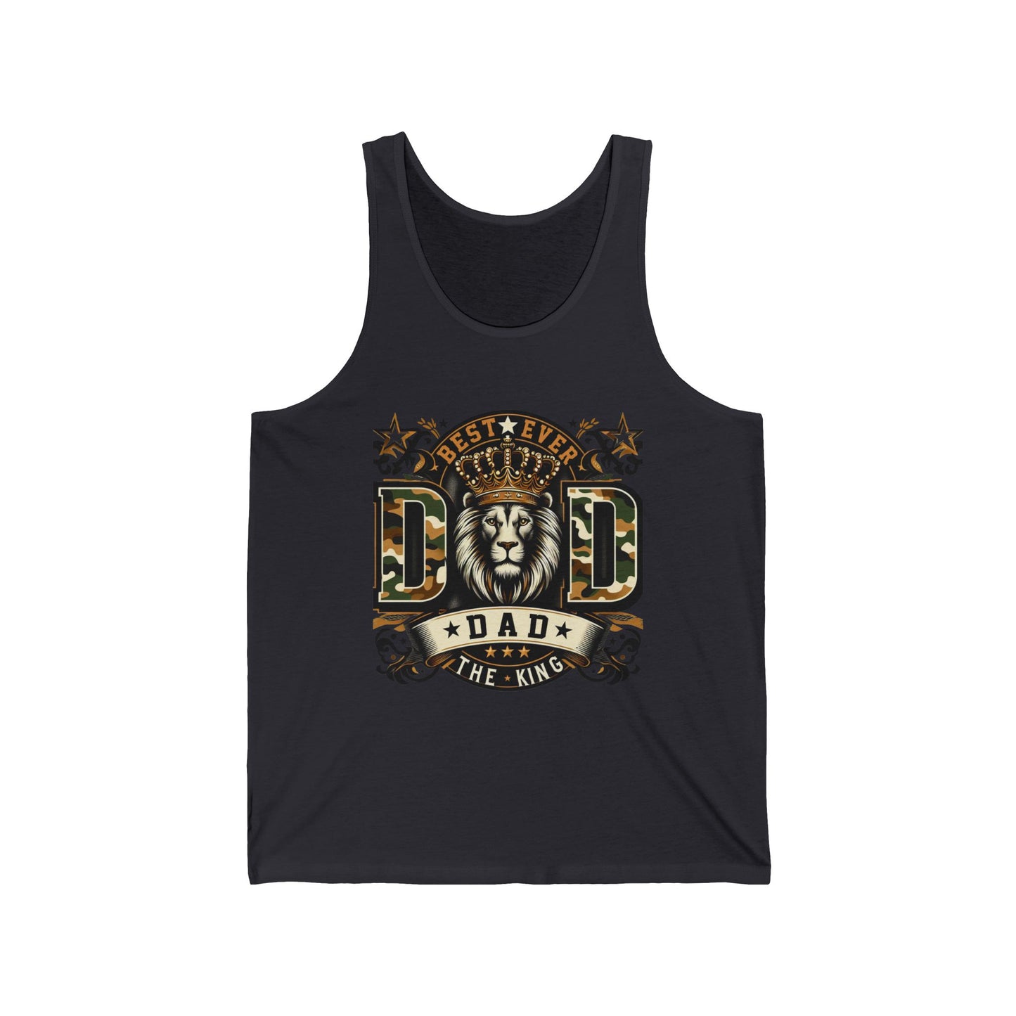 Dad Tank Top — "Best Ever Dad The King" Lion Graphic Fathers Day Gift