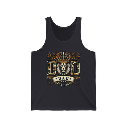 Dad Tank Top — "Best Ever Dad The King" Lion Graphic Fathers Day Gift