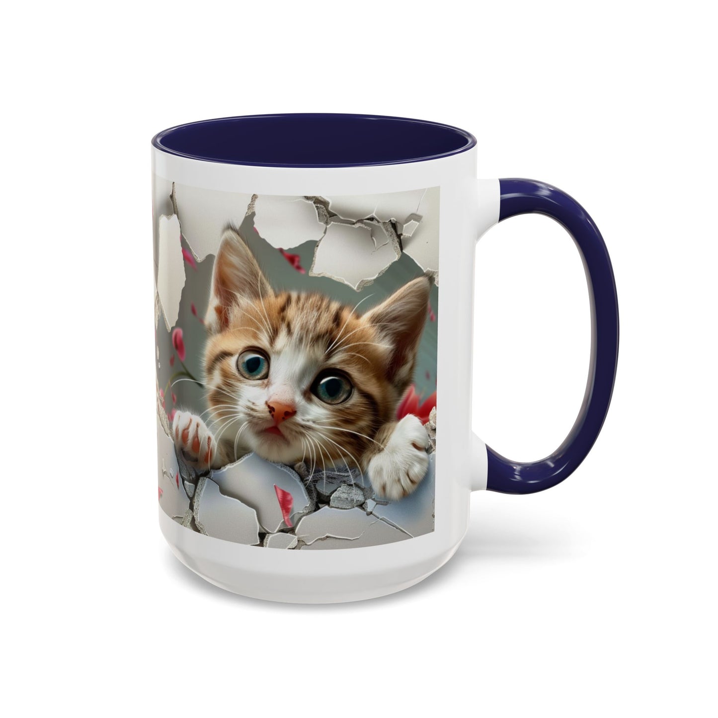 Kitten Peek Accent Coffee Mug — Cute Cat Peekhole Design (11/15 oz)