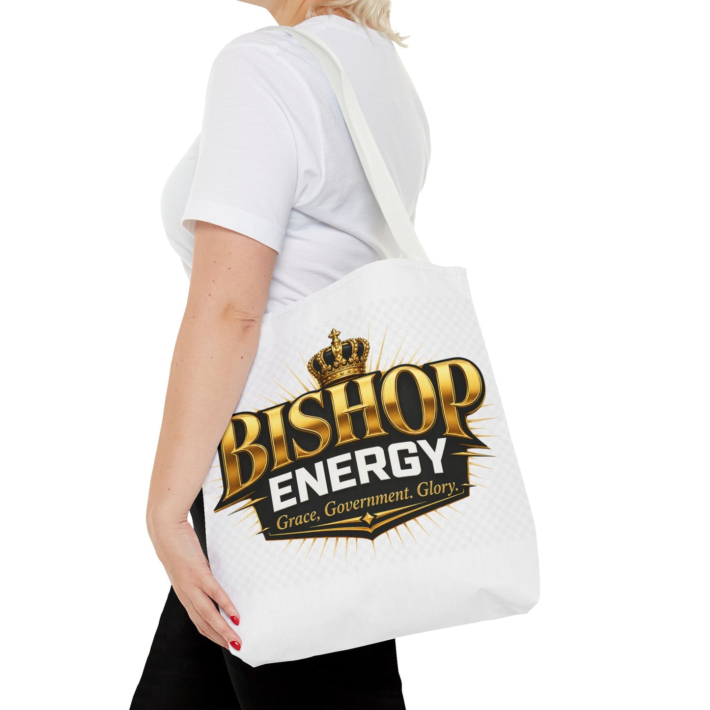 Bishop Energy Tote Bag — Gold Crown Logo Tote for Church Leaders & Faith Events