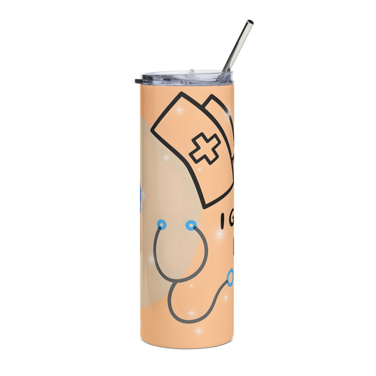 Nurse Appreciation 20oz Stainless Tumbler — Cute Nurse Graphic with Stethoscope & Mask