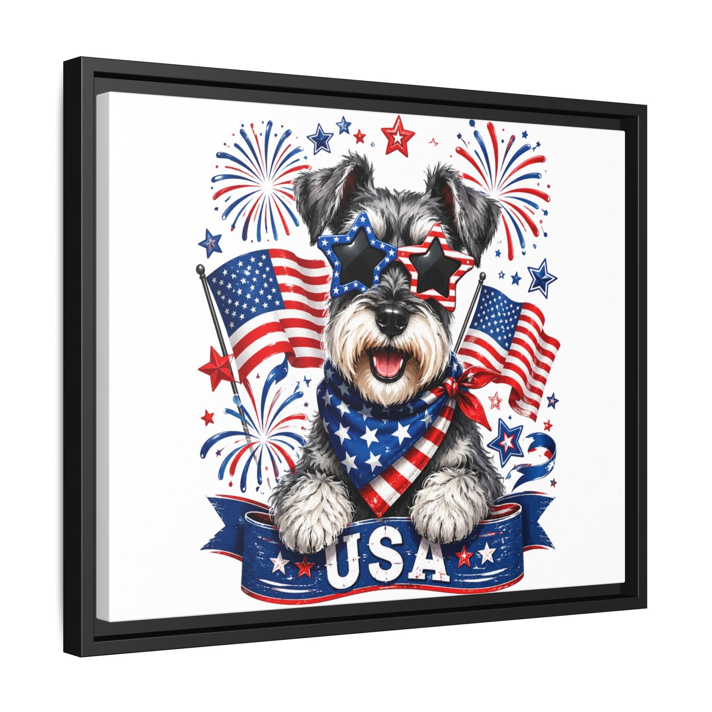 USA Patriotic Schnauzer Canvas Print — 4th of July Wall Art