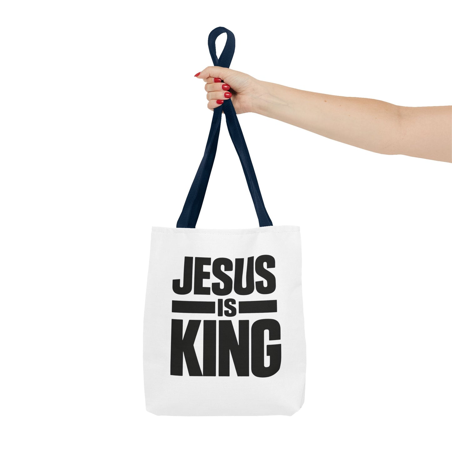 Jesus Is King Tote Bag - Christian Faith Canvas Grocery & Church Book Bag