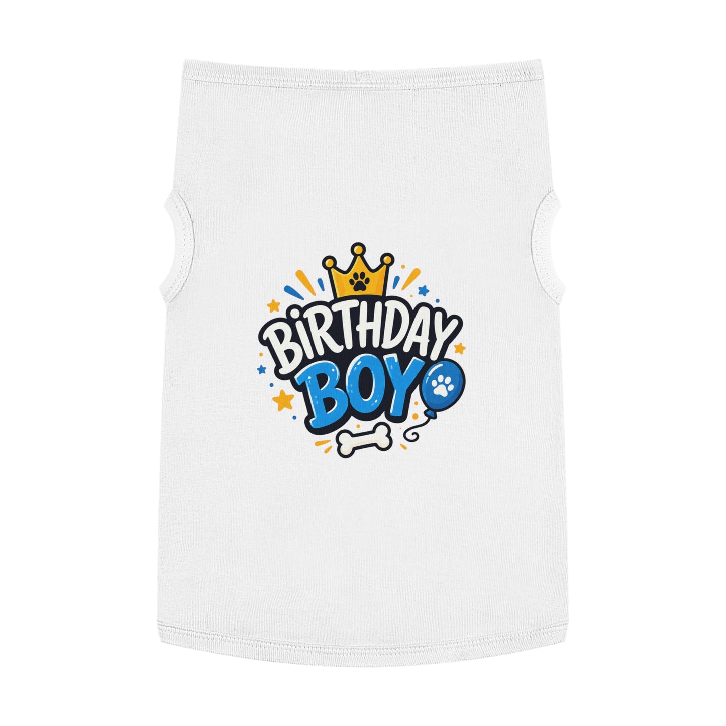 Pet Tank Top - "Birthday Boy" Paw Print Dog Birthday Shirt