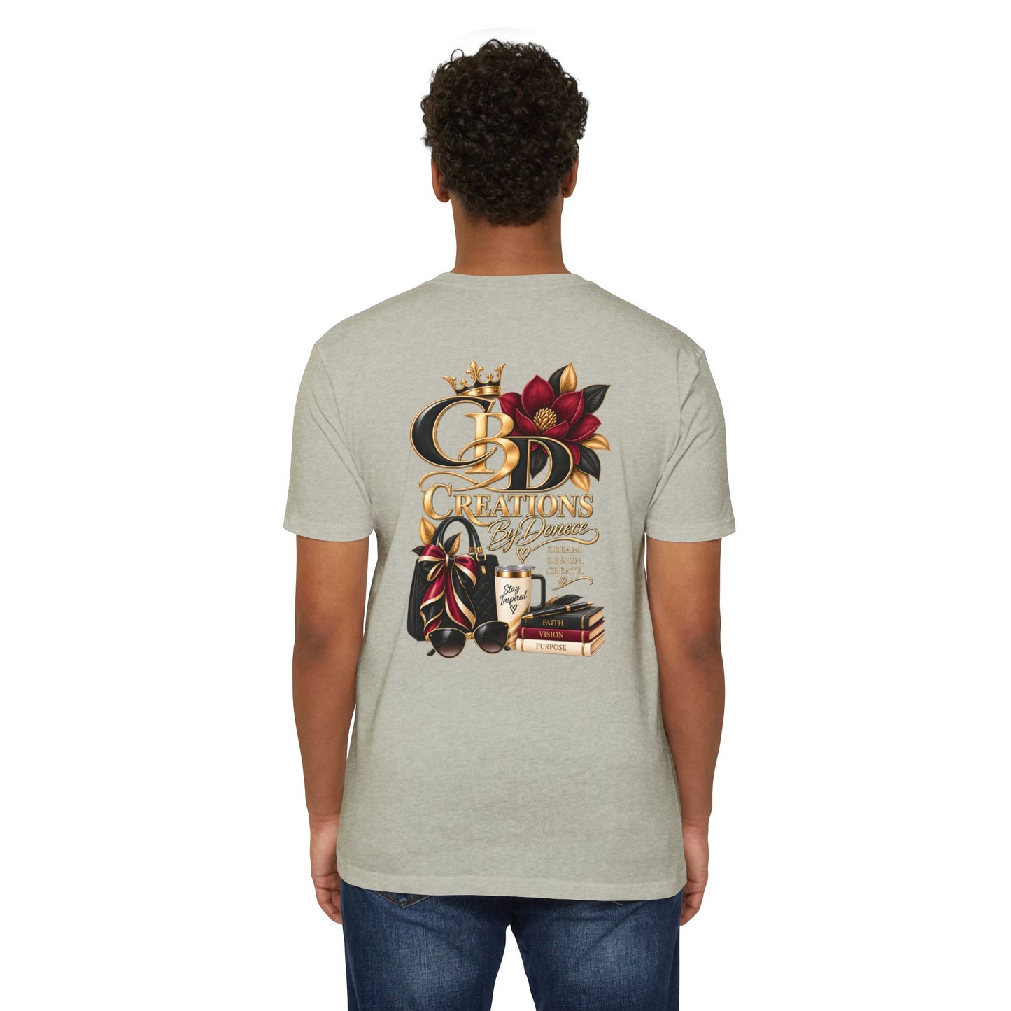 T‑Shirt — CBD Creations Floral Logo Tee (Books, Crown & Coffee Design)