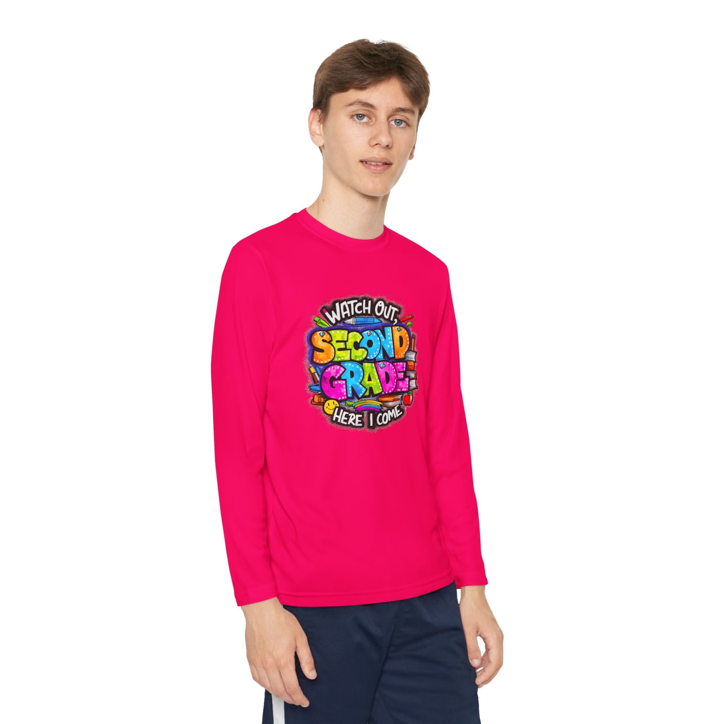 Second Grade Long Sleeve Tee — "Watch Out Second Grade Here I Come" Youth Shirt