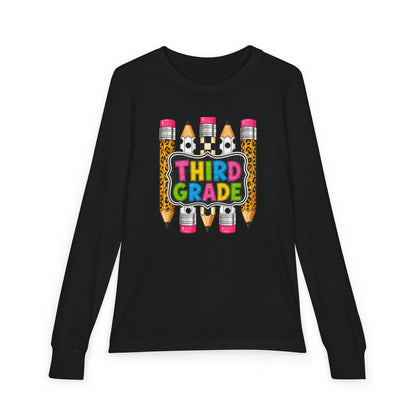 Third Grade Pencil Graphic Long Sleeve Tee