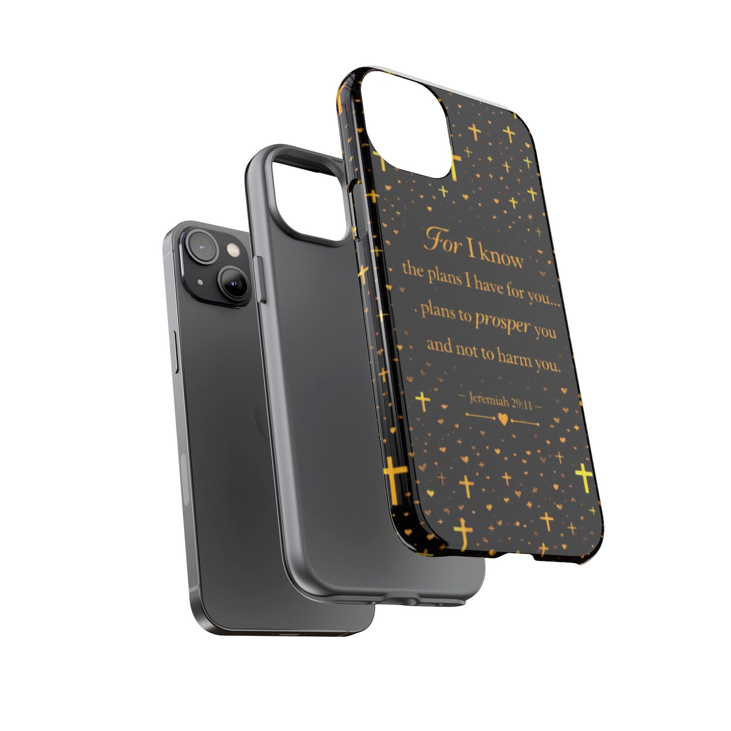 Phone Case — "For I Know" Jeremiah 29:11 Gold Cross Christian Tough Case