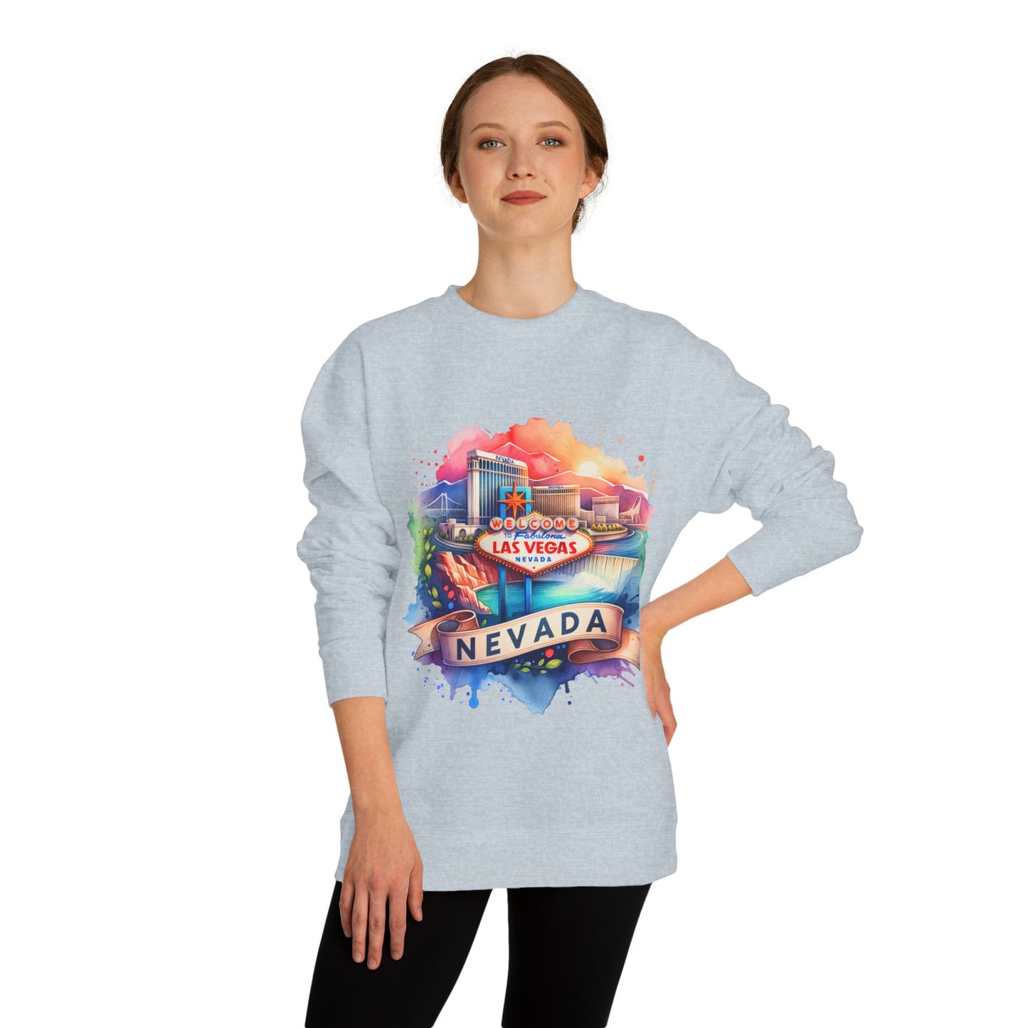 Nevada Las Vegas Watercolor Sweatshirt — Colorful Travel Souvenir Crewneck