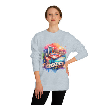 Nevada Las Vegas Watercolor Sweatshirt — Colorful Travel Souvenir Crewneck