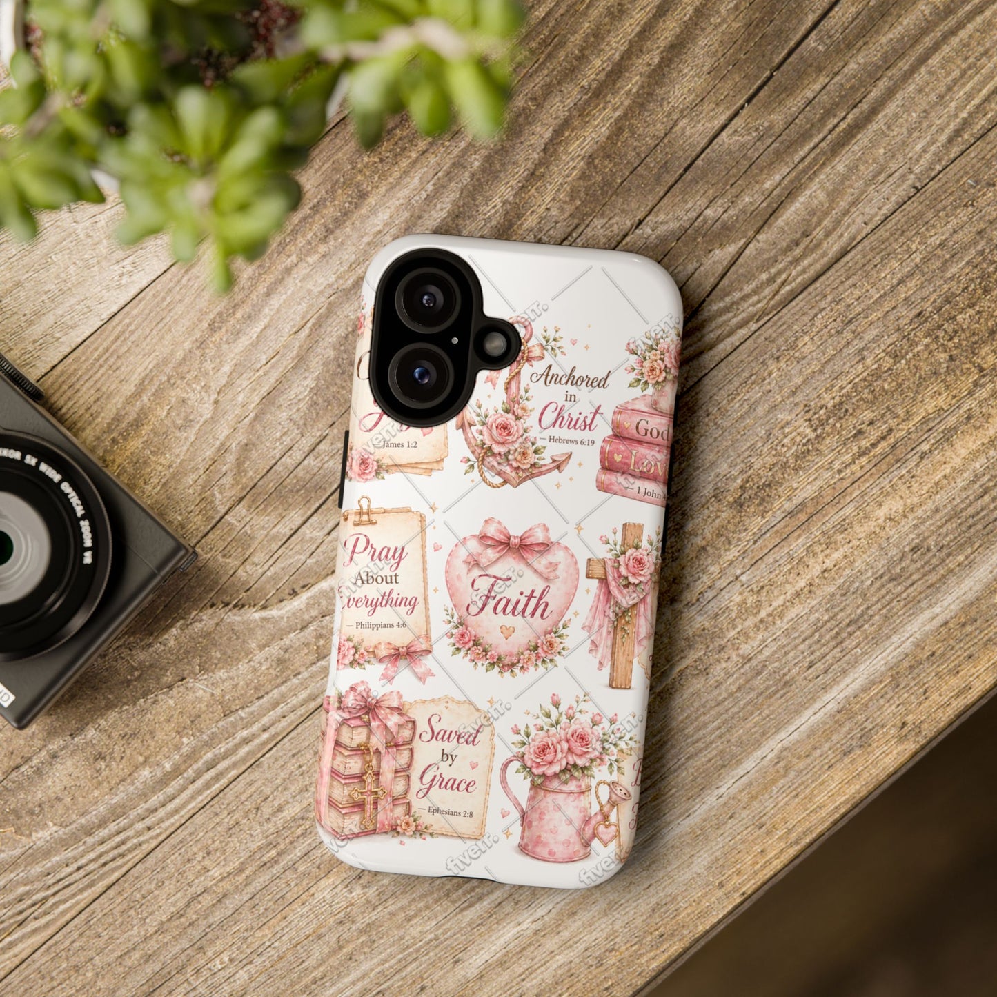 Faith Floral Phone Case – Christian Inspirational Scripture iPhone Cover (Choose Joy, Pray, Faith)