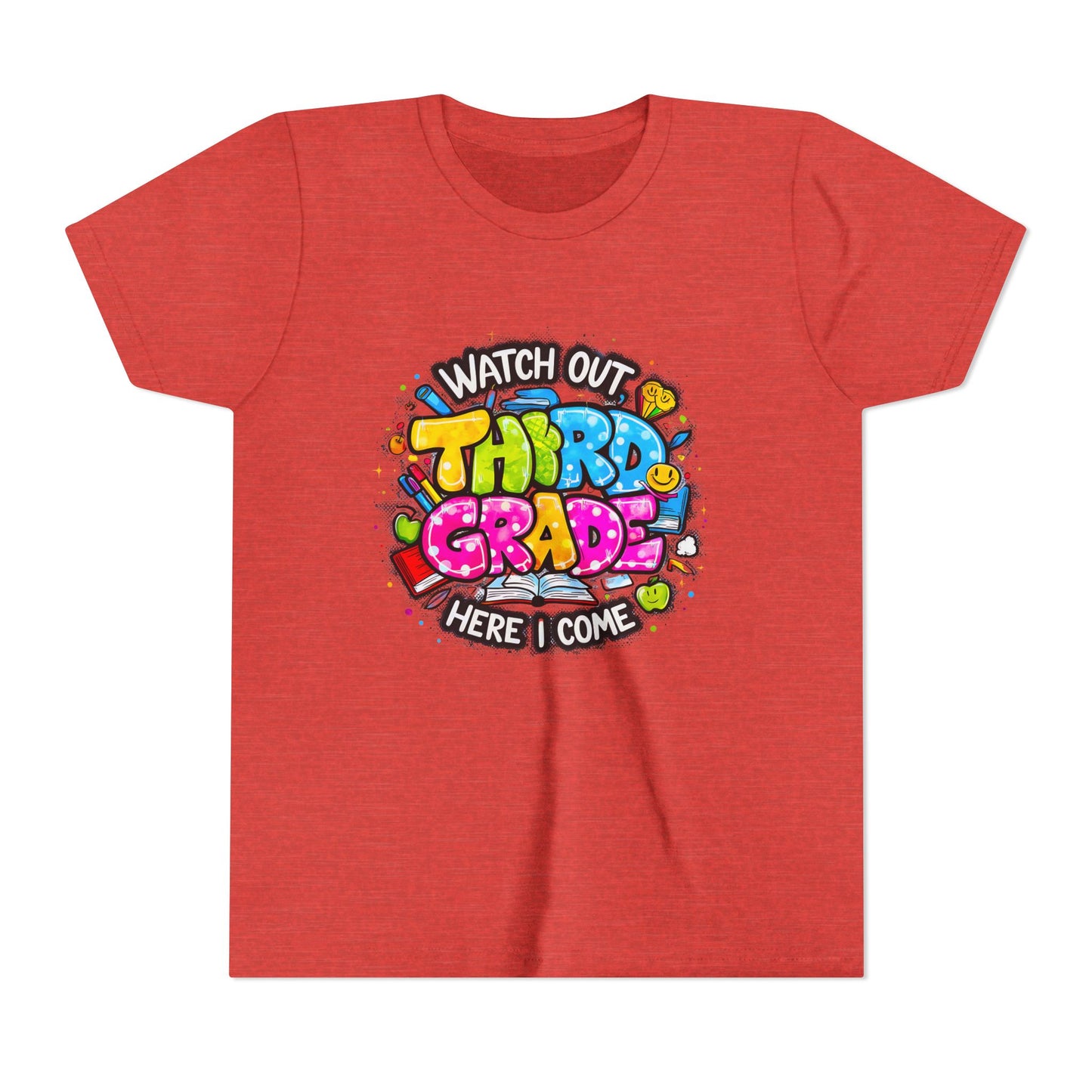 Third Grade Kids T‑Shirt — "Watch Out Third Grade Here I Come" Back-to-School Tee