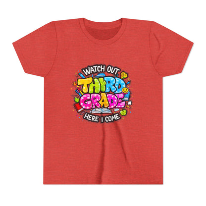 Third Grade Kids T‑Shirt — "Watch Out Third Grade Here I Come" Back-to-School Tee