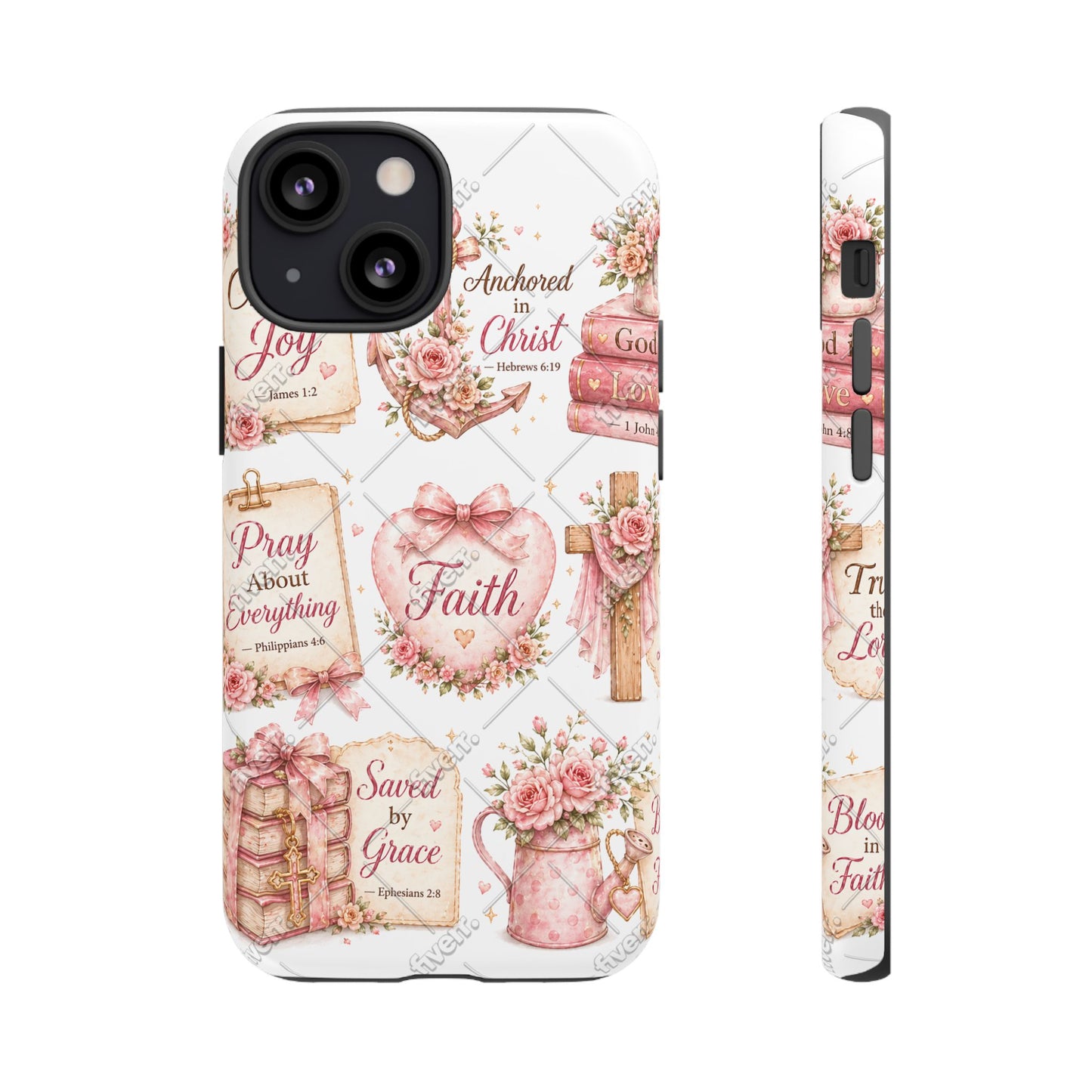 Faith Floral Phone Case – Christian Inspirational Scripture iPhone Cover (Choose Joy, Pray, Faith)