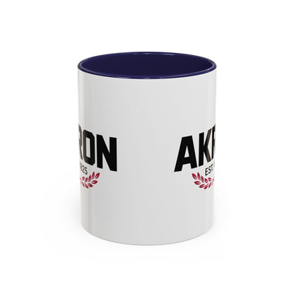 Akron Est. 1825 Accent Coffee Mug — Vintage City Pride Ceramic Mug