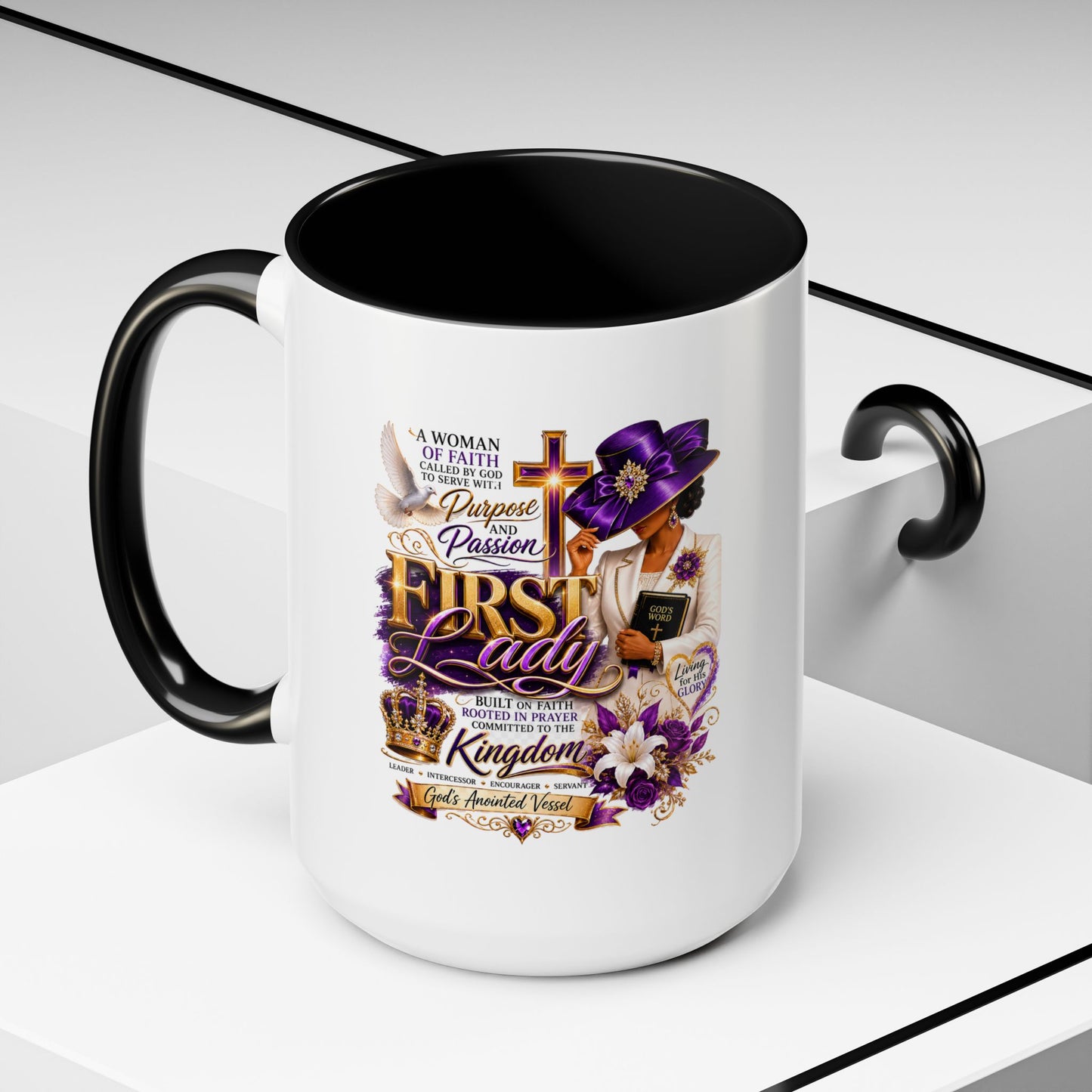 First Lady of Faith Accent Coffee Mug — Inspirational Christian Gift (11/15oz)