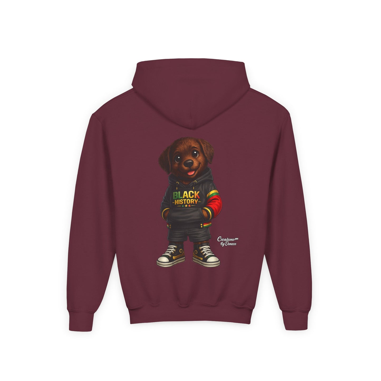 Youth Hoodie - Cute Rottweiler Puppy 'Black History' Graphic Sweatshirt for Kids