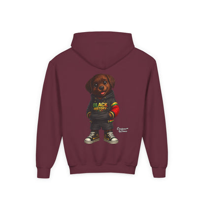 Youth Hoodie - Cute Rottweiler Puppy 'Black History' Graphic Sweatshirt for Kids