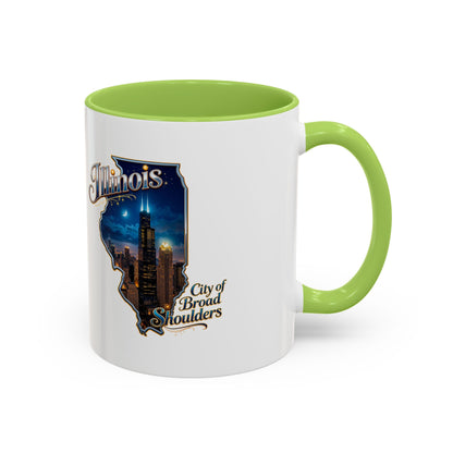 Illinois Skyline Accent Coffee Mug – City of Broad Shoulders Chicago Design (11/15oz)