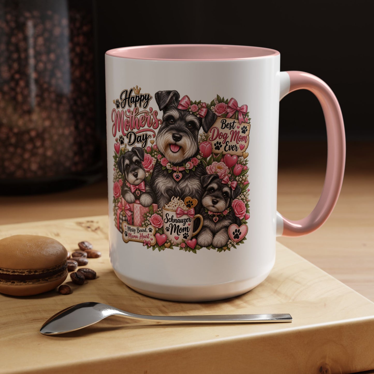 Mother's Day Schnauzer Coffee Mug — "Best Dog Mom Ever" Accent Mug (11/15oz)
