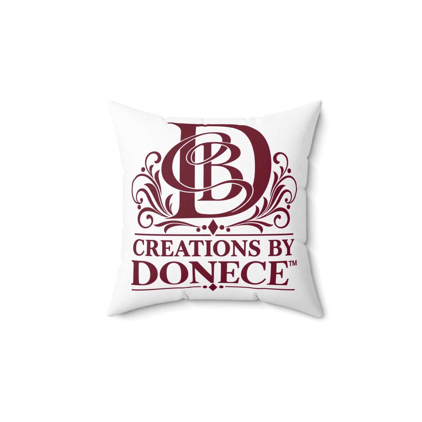 Monogram Logo Decorative Pillow — "Creations by Donece" Square Polyester Throw Pillow