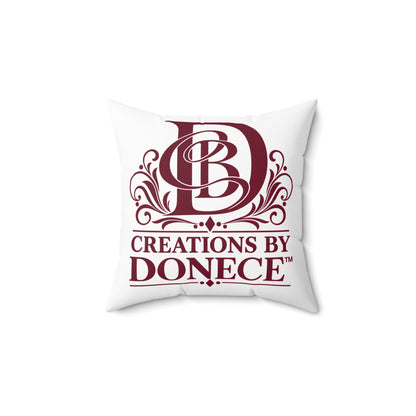 Monogram Logo Decorative Pillow — "Creations by Donece" Square Polyester Throw Pillow