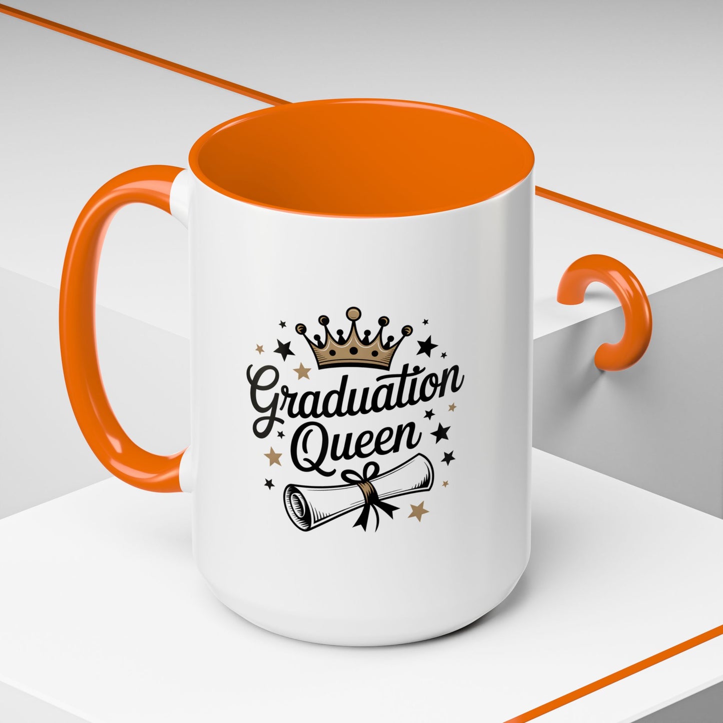 Graduation Queen Accent Coffee Mug — 11/15oz Ceramic Gift with Crown & Diploma Design