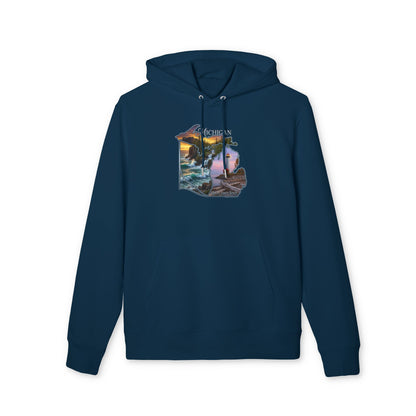 Michigan Lakeshore Hoodie — Scenic Lighthouse Sunset State Silhouette