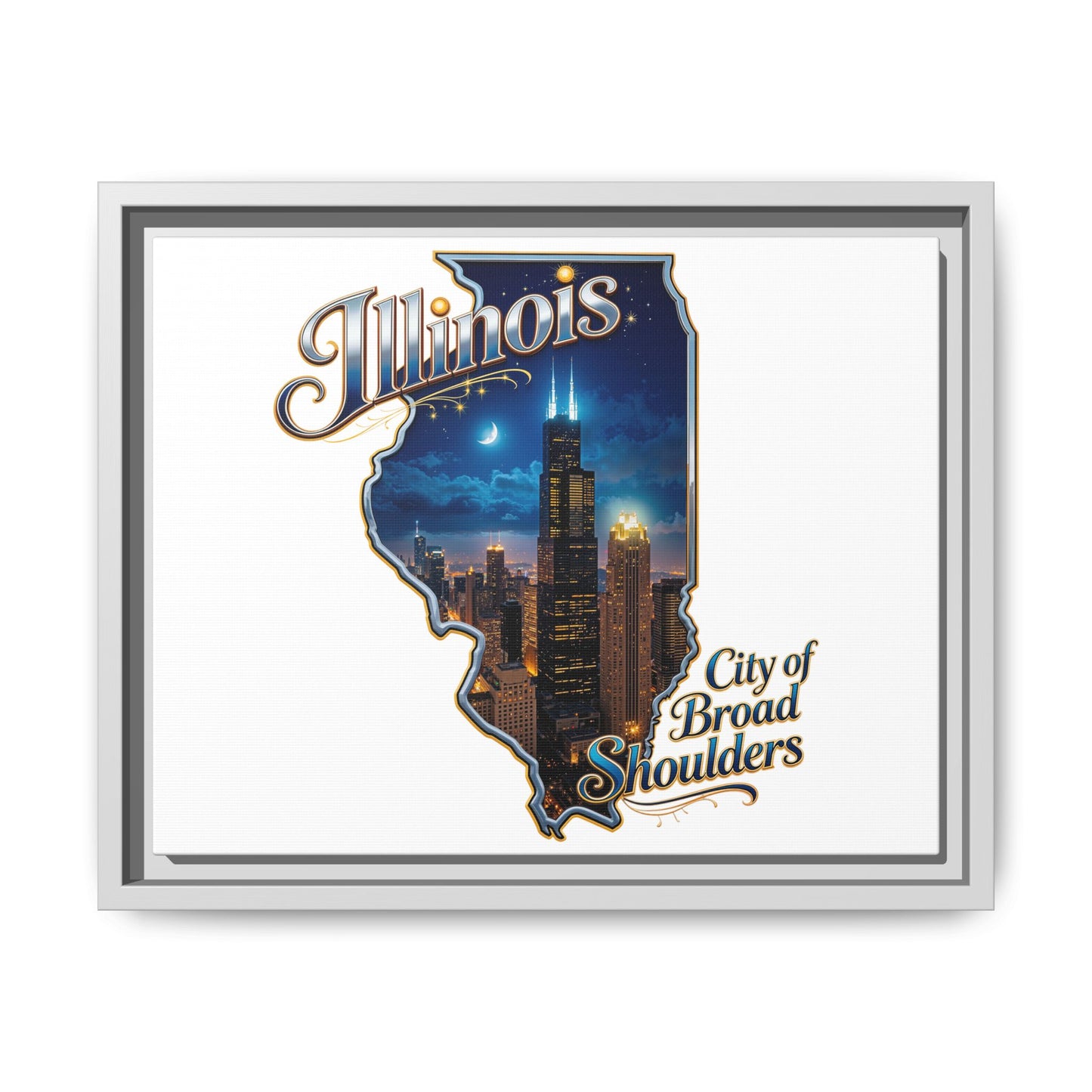 Illinois City of Broad Shoulders Matte Canvas Framed Wall Art