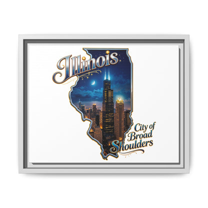 Illinois City of Broad Shoulders Matte Canvas Framed Wall Art