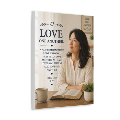 Love One Another — John 13:34 Inspirational Stretched Canvas Wall Art