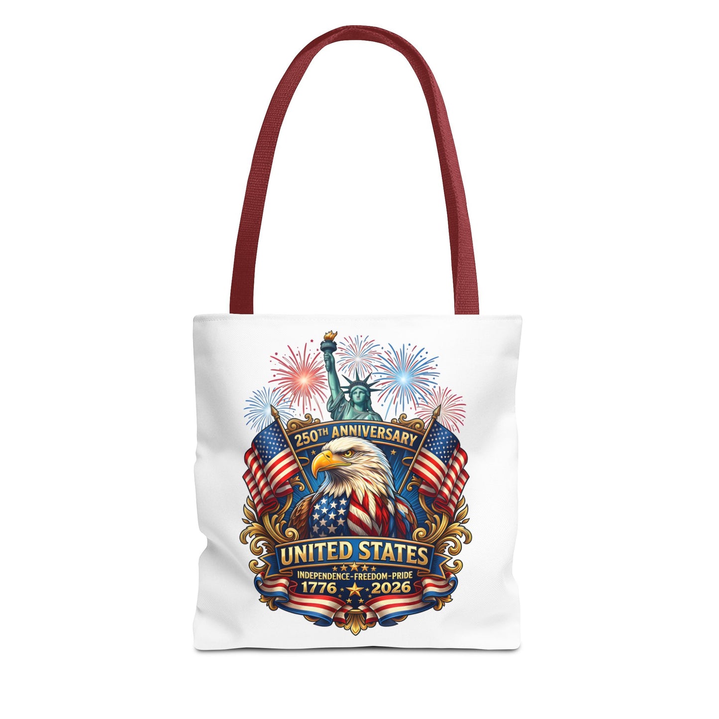 United States 250th Anniversary Tote Bag — Patriotic Eagle & Fireworks 1776–2026