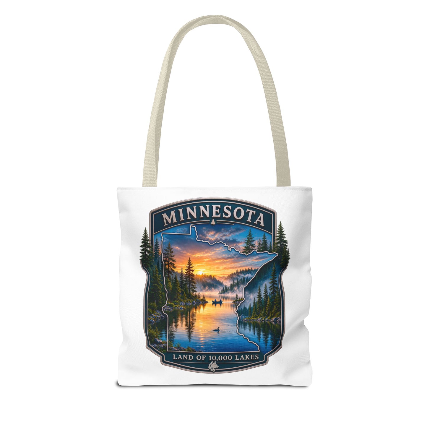 Minnesota Scenic Tote Bag — 'Land of 10,000 Lakes' Sunset Lake Design