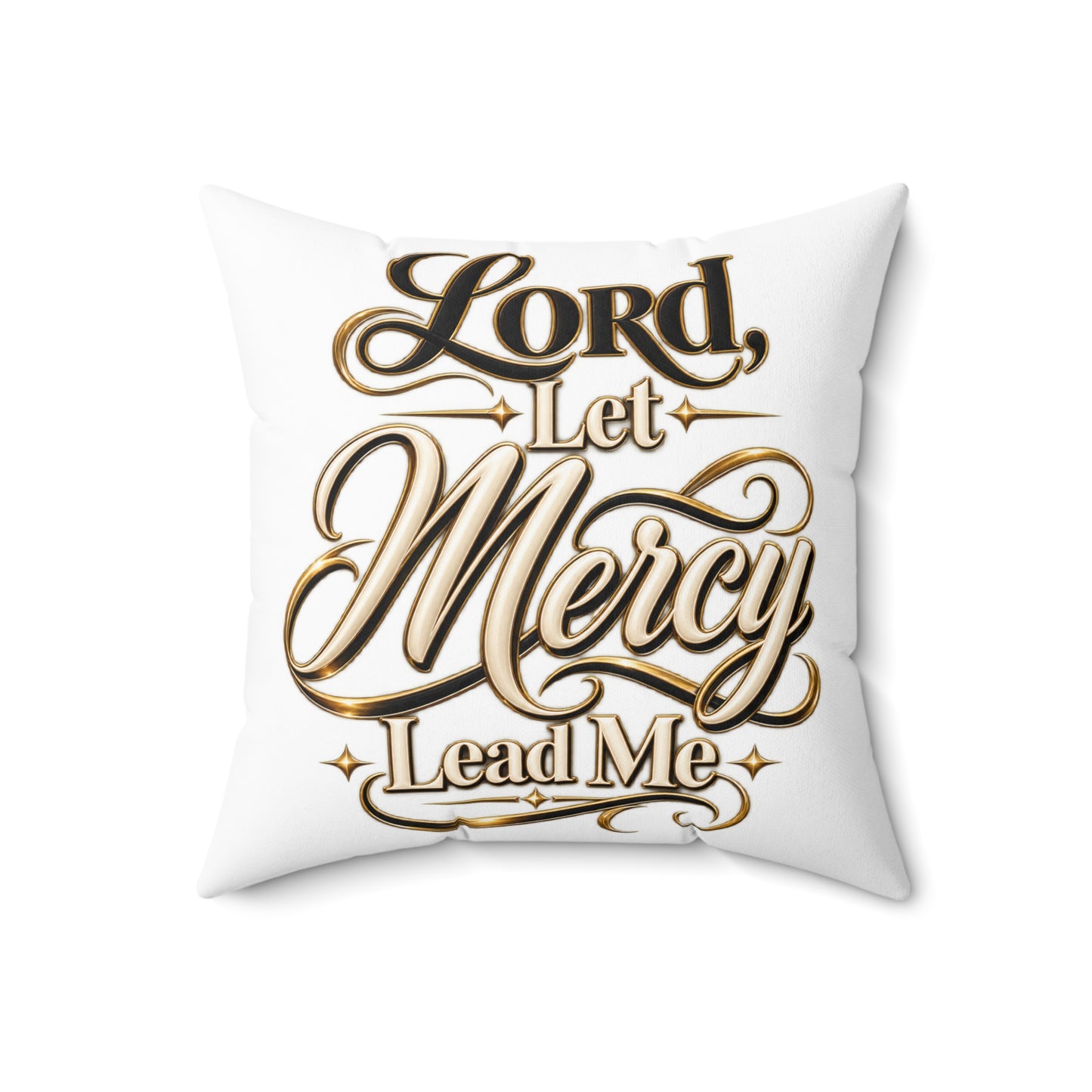 Spun Polyester Pillow — "Lord, Let Mercy Lead Me" Religious Decorative Throw Pillow