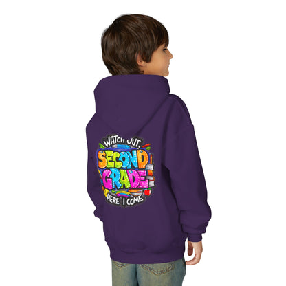 Second Grade Kids' Hoodie - "Watch Out Second Grade Here I Come" Back-to-School Sweatshirt