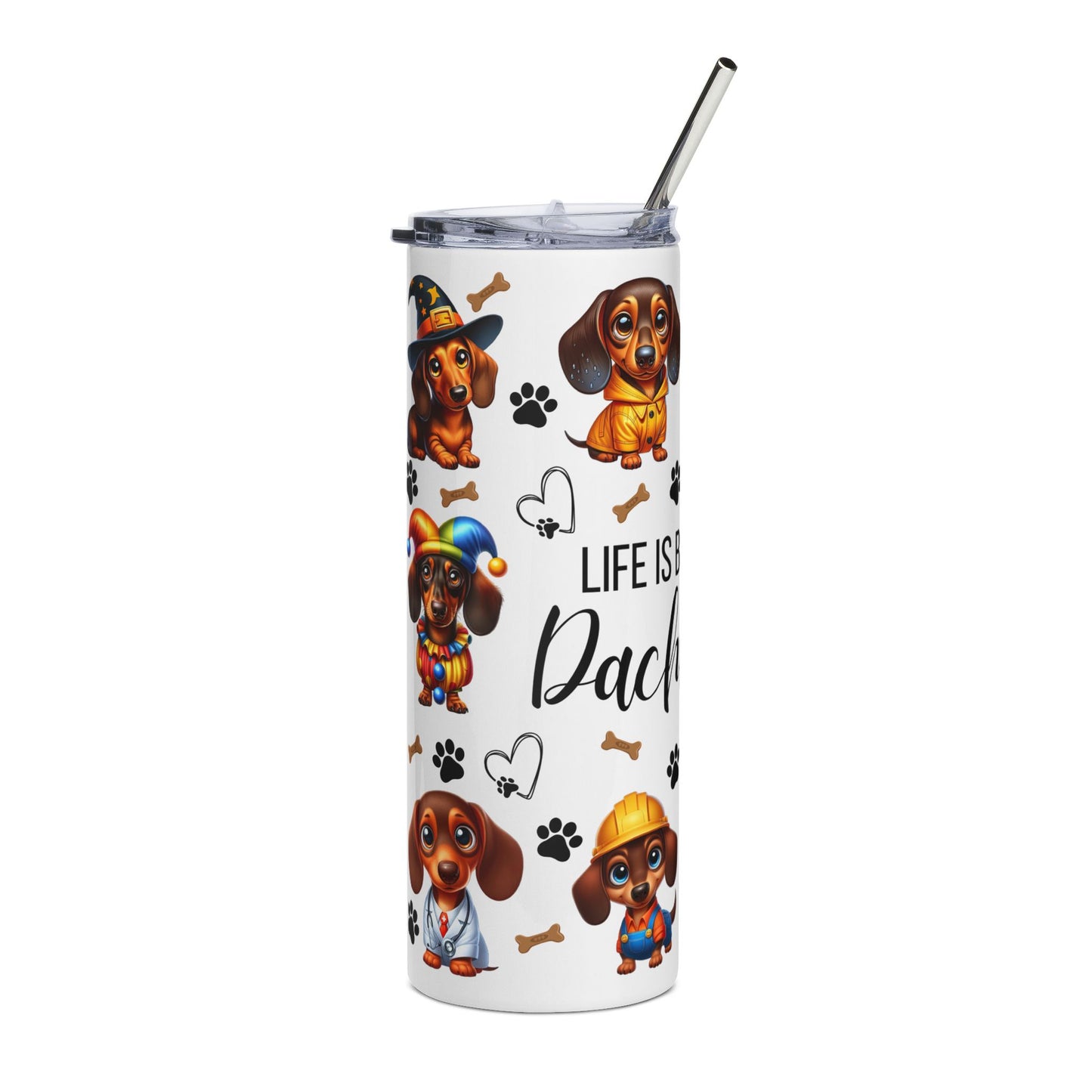 Dachshund Tumbler 20oz – "Life Is Better With Dachshunds" Stainless Steel Travel Cup