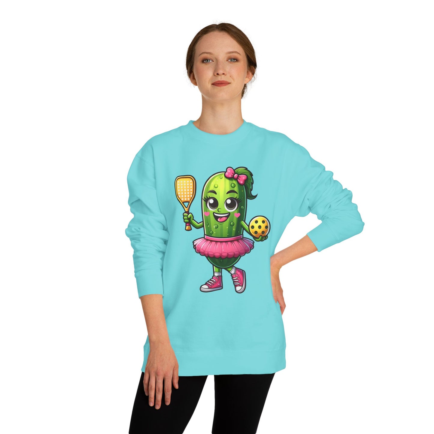 Pickle Paddle T-Shirt — Cute Pickle Playing Pickleball Crewneck