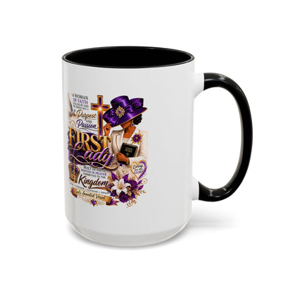 First Lady of Faith Accent Coffee Mug — Inspirational Christian Gift (11/15oz)