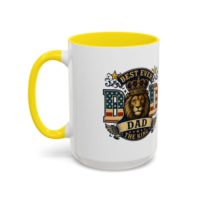 Best Ever Dad Coffee Mug — 'Dad the King' Lion Accent Mug (11/15oz)