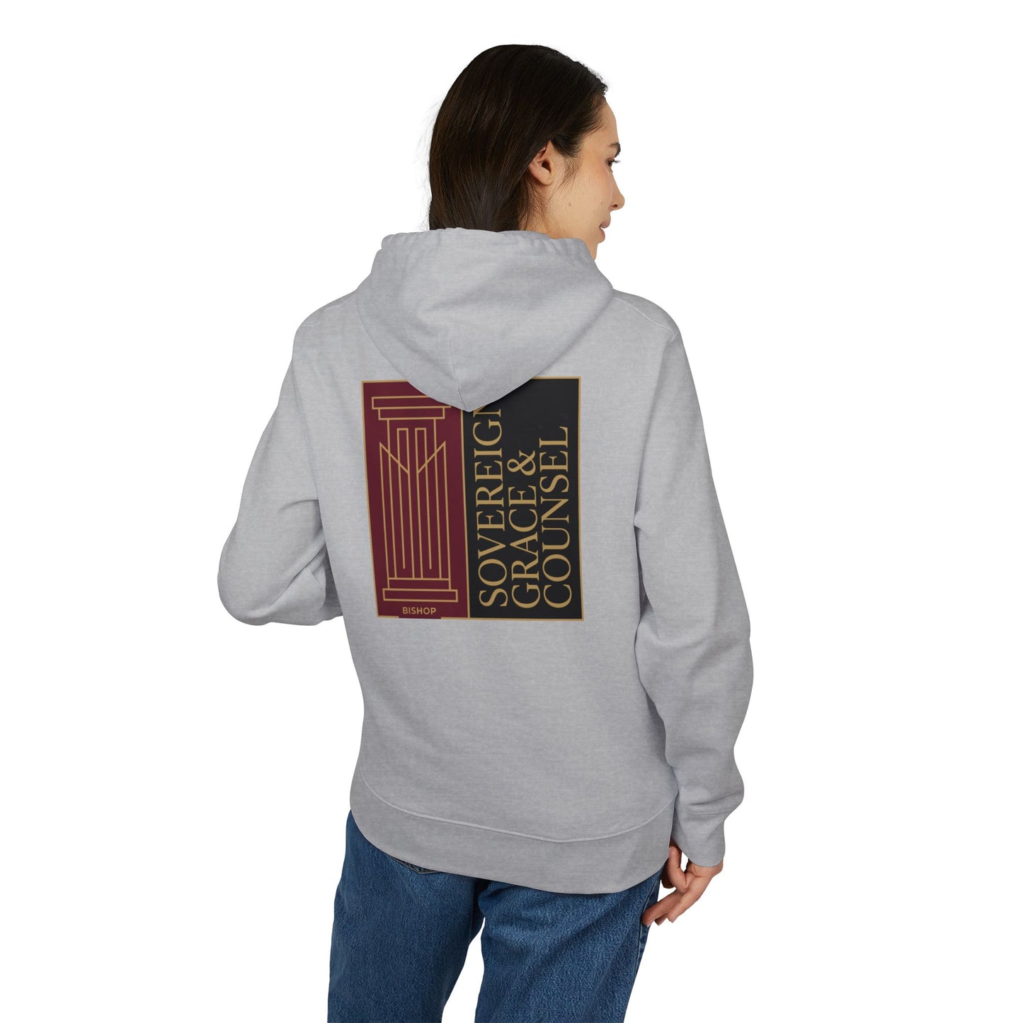 Sovereign Grace & Counsel Hoodie — Graphic Pullover with Regal Column Design