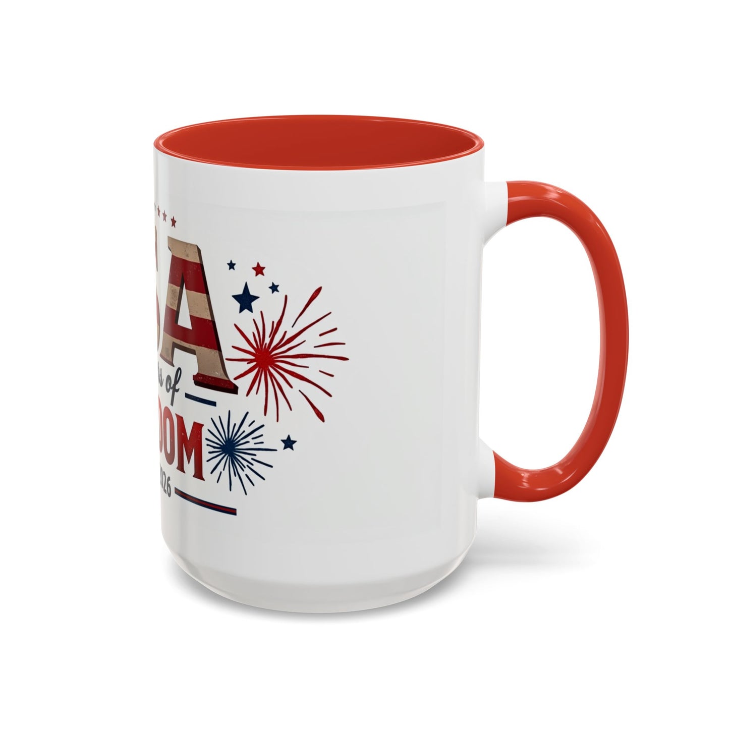 USA 250 Years of Freedom Accent Coffee Mug – 1776–2026 Patriotic Fourth of July Gift